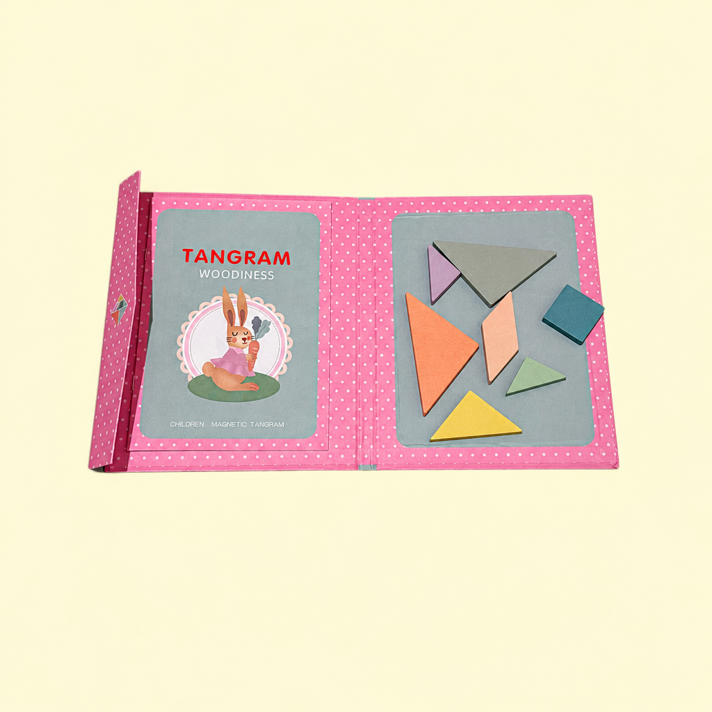 Tangram rose ouvert, retouche lumineuse